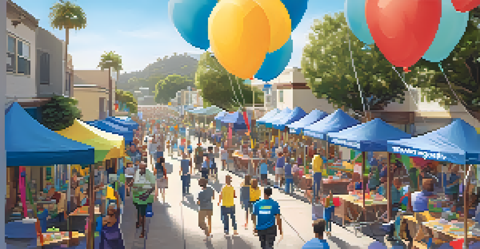 An overhead view of a community event for voter registration in Santa Monica, with tables and volunteers assisting residents.