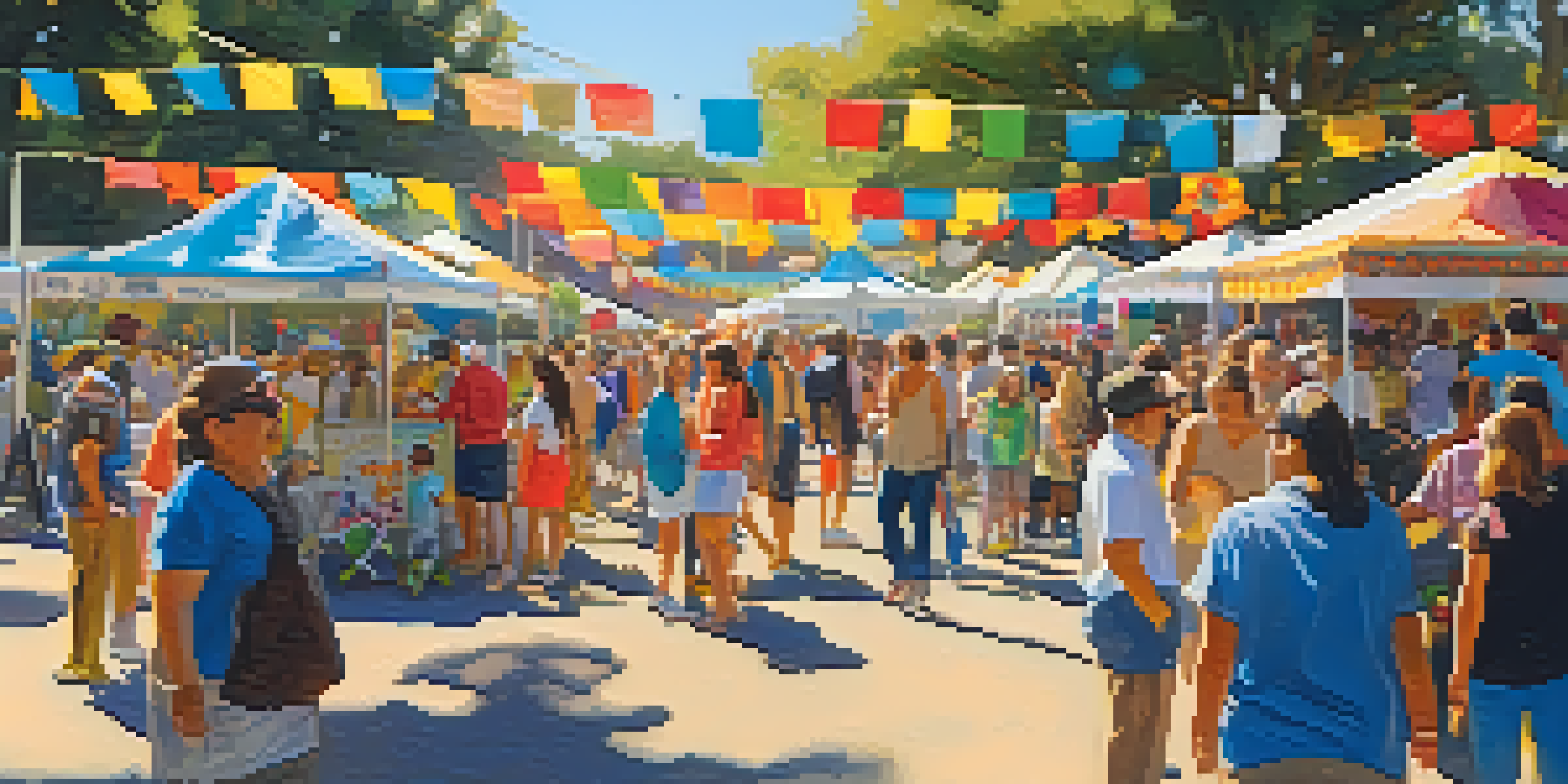 A lively festival scene in Santa Monica with people enjoying various cultural activities, surrounded by colorful booths and decorations.