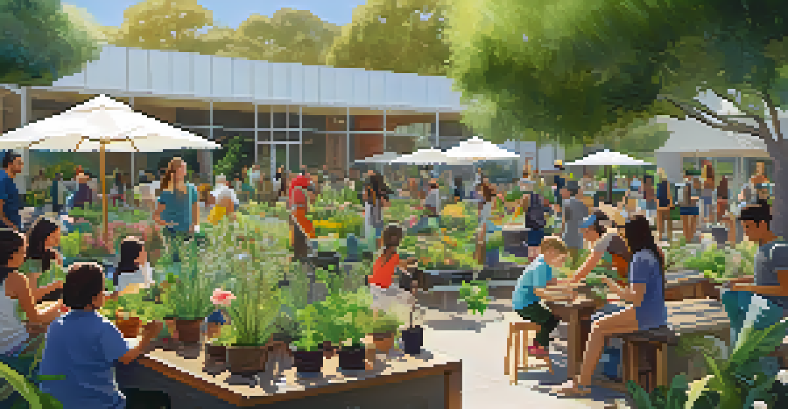 A community workshop in an urban garden where residents plant native species and learn about biodiversity.