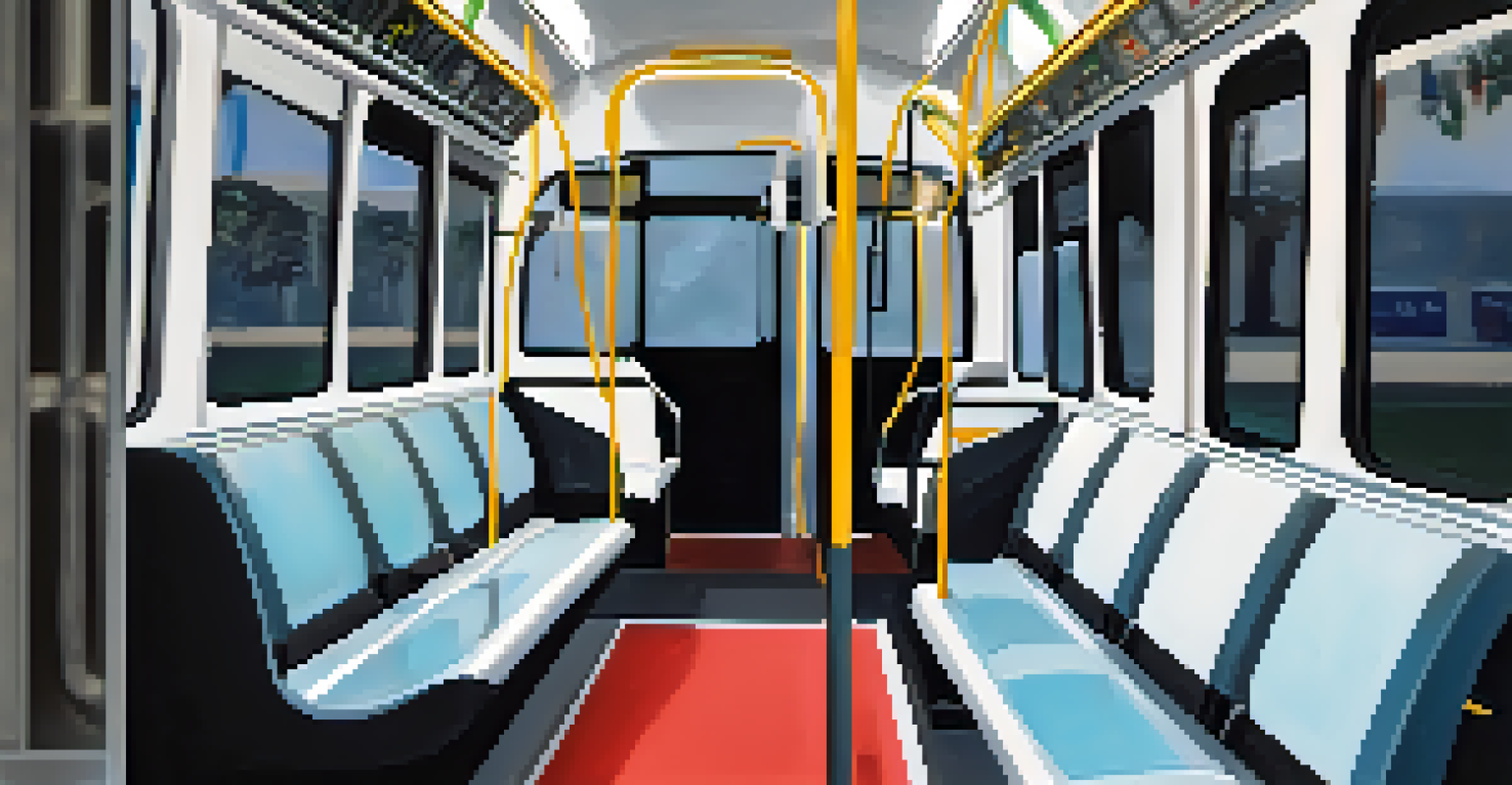 A detailed view of the interior of Santa Monica's shuttle bus, showcasing accessibility features and a friendly atmosphere.