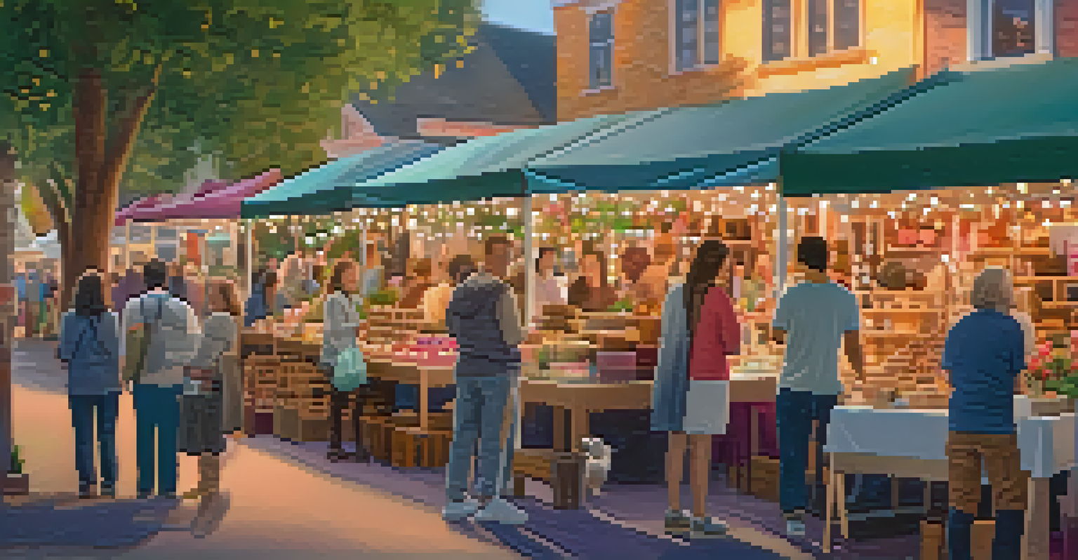 An intimate Rose Avenue Craft Fair with artisans selling handmade jewelry and food, creating a warm and welcoming atmosphere.