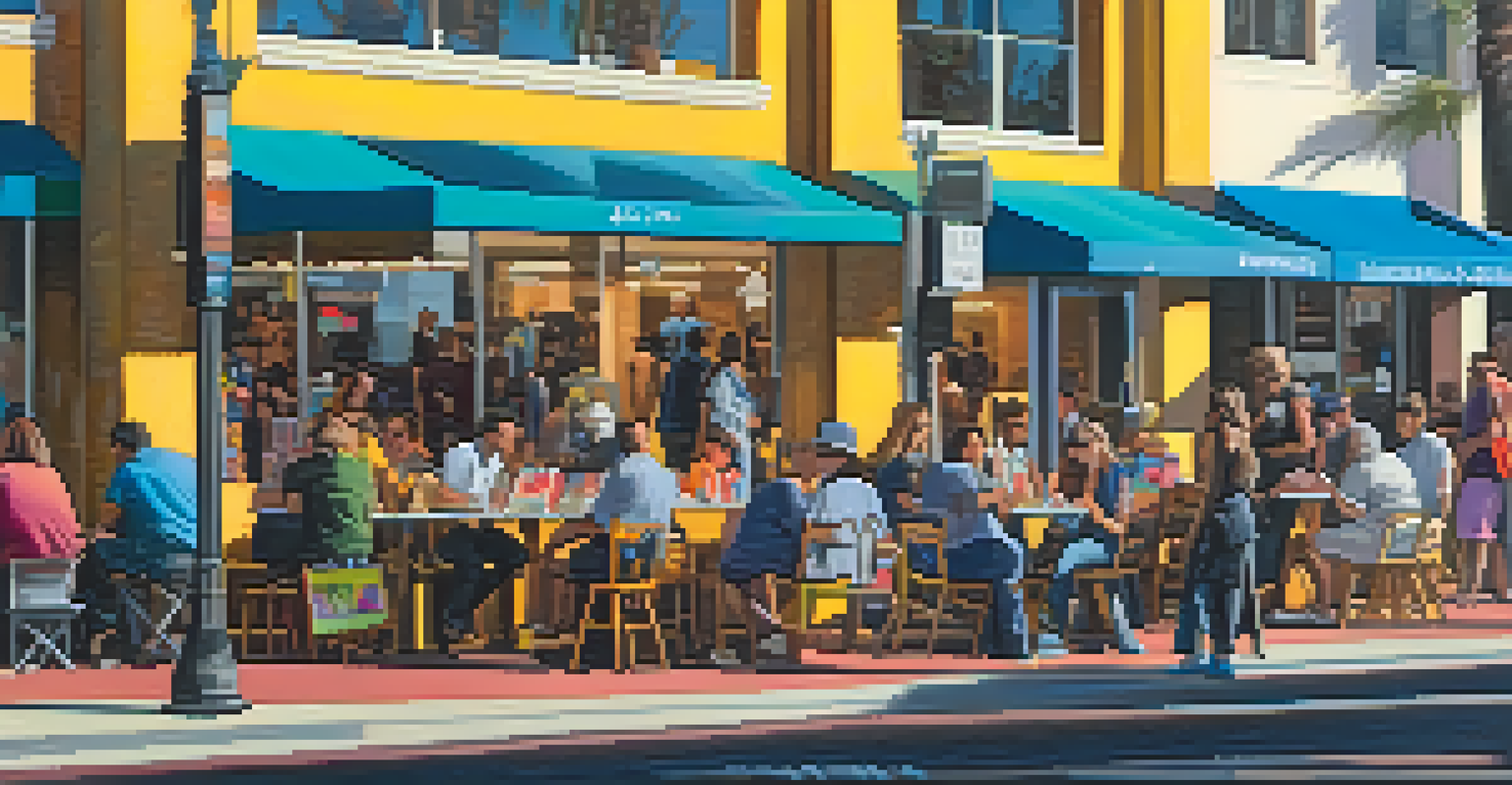 People attending the Santa Monica Art Walk, with artists displaying vibrant artwork in booths.