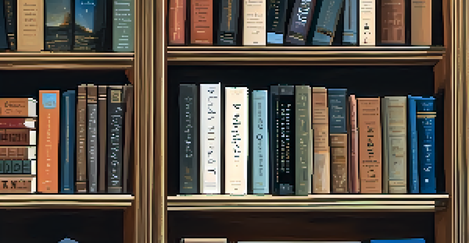 A detailed view of a curated bookshelf with various books and a sign highlighting a local author.