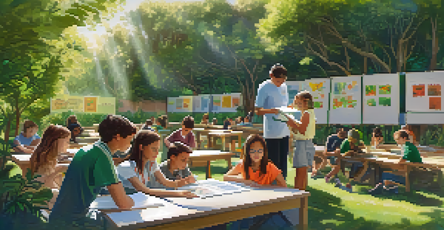 Students learning about environmental science outdoors with a teacher in Santa Monica.