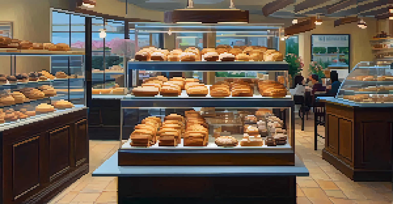 Interior of a bakery in Santa Monica featuring a display of pastries and a cozy seating area with customers.