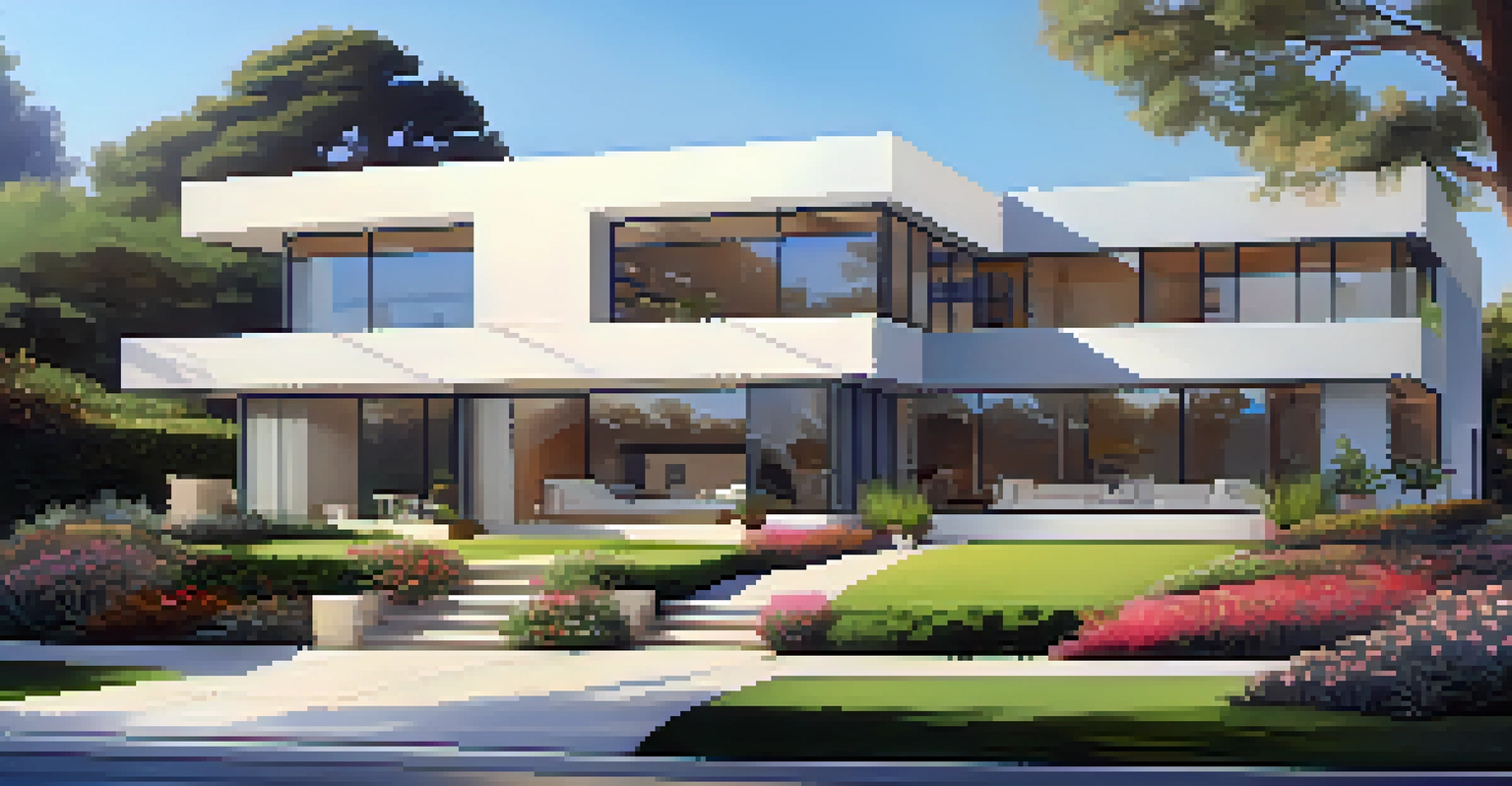 Luxurious modern home in North of Montana, Santa Monica with large windows and landscaped garden.