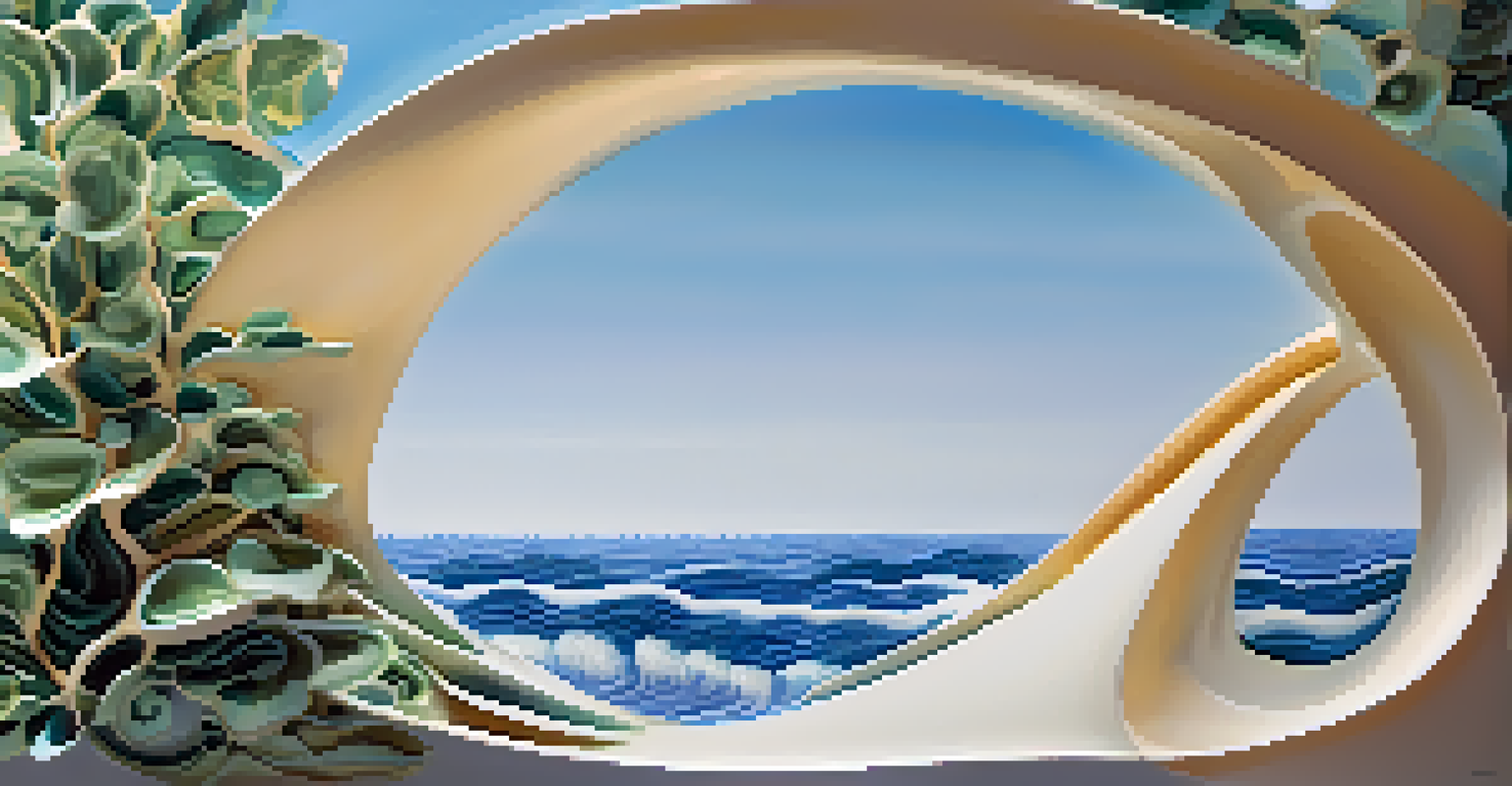 A detailed view of the 'Bubbling Wave' sculpture in Santa Monica, showcasing its design and the surrounding natural beauty.