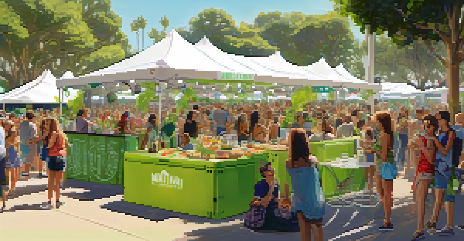 Attendees enjoying an eco-friendly music festival in Santa Monica with sustainable practices and vibrant performances.