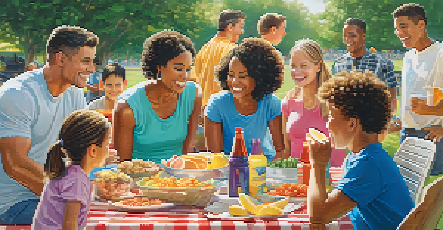 A family enjoying a picnic at a youth sports event, emphasizing community and family bonding.