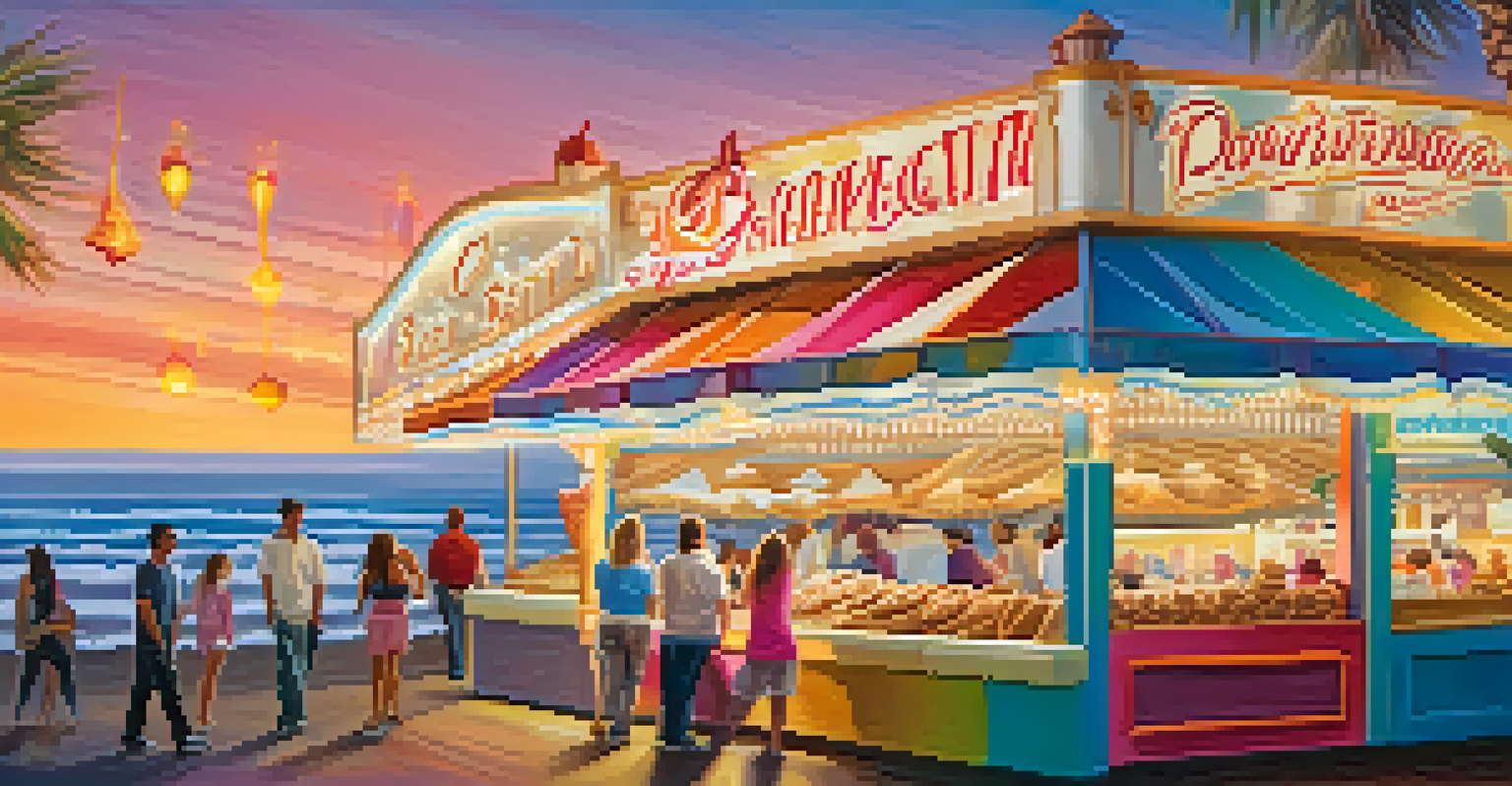Artisanal ice cream cones with unique flavors in front of Santa Monica Pier.