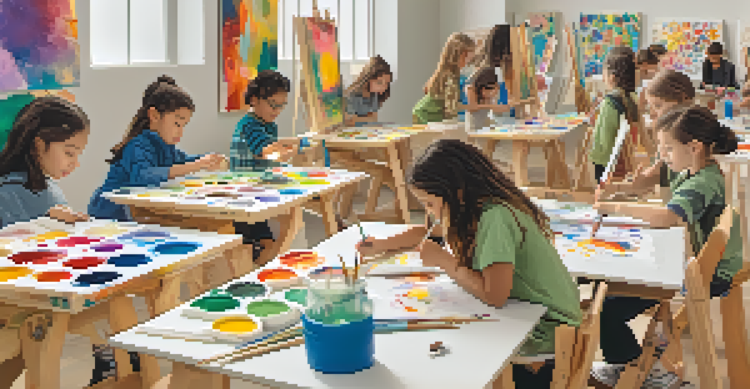 Children participating in a vibrant art workshop at the Santa Monica Museum of Art, painting and creating.