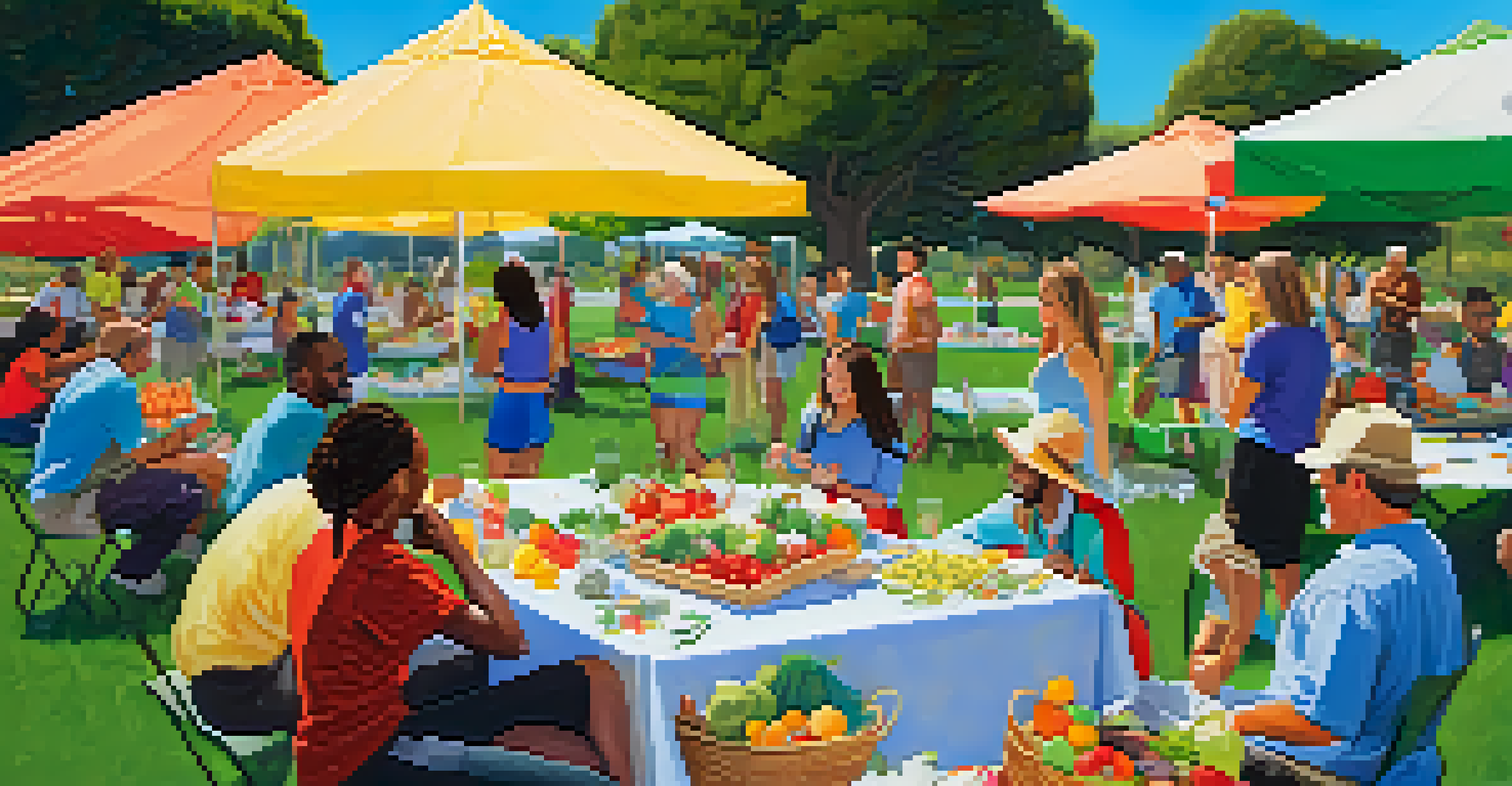 An outdoor nutritional workshop in a Santa Monica park, with participants learning about seasonal produce in a vibrant, sunny setting.