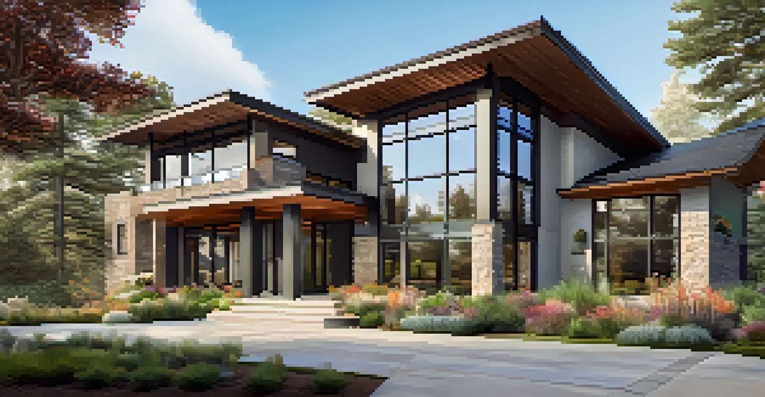 A modern luxury home in Santa Monica with a landscaped garden and large glass windows.