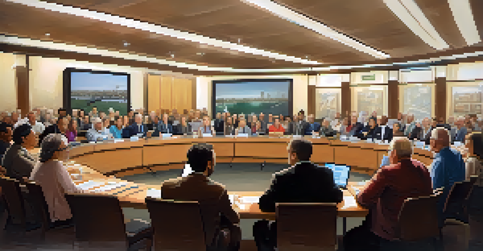 A city council meeting in Santa Monica with residents participating and officials presenting information.