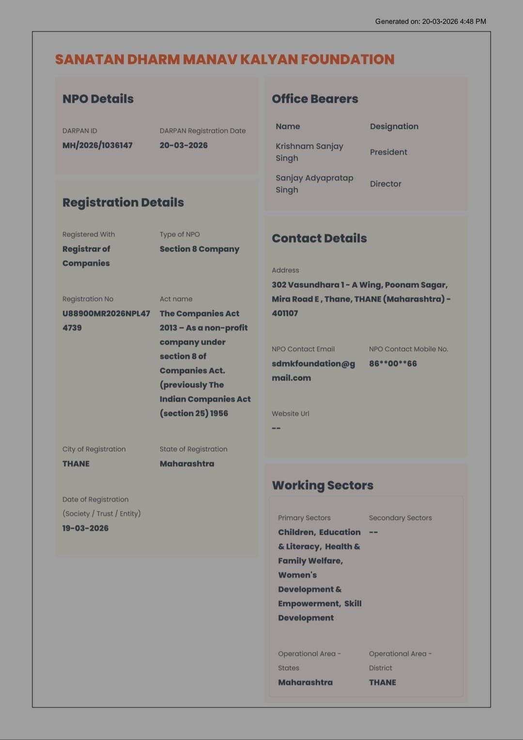 NGO Darpan Registration