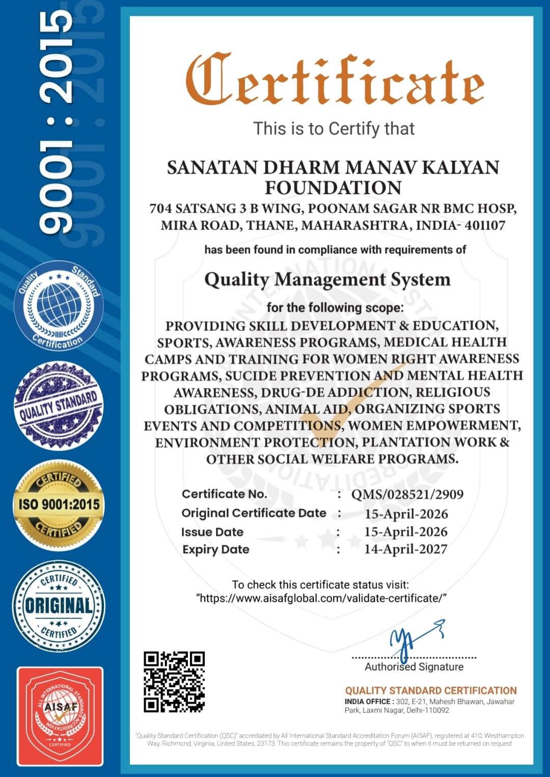 ISO 9001:2015 Certification