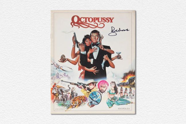 Film programme for Octopussy signed by Sir Roger Moore at Bonhams
