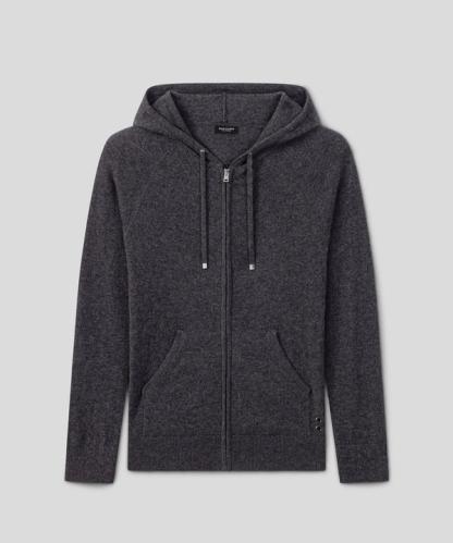 Sudadera con capucha y cremallera de cachemira