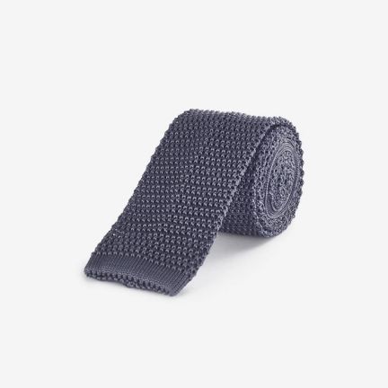 New & Lingwood Silver Knitted Tie