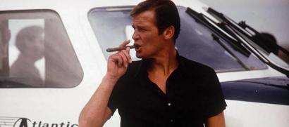 james bond roger moore lighting cigar
