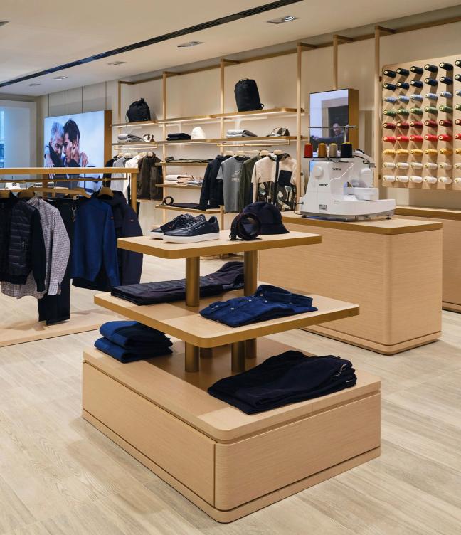 Shelves inside the Paul & Shark Store on Regent Street