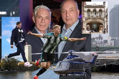 David and Simon Reuben with images of property, aviation and Newcastle United