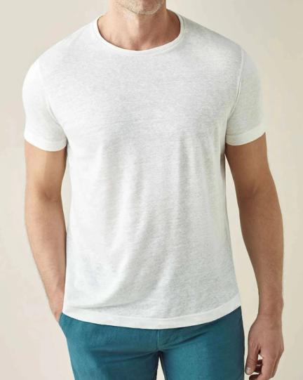 Cream linen-jersey T-shirt
