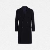 Huntsman Navy Double Breasted Overcoat