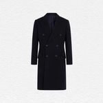 Huntsman Navy Double Breasted Overcoat