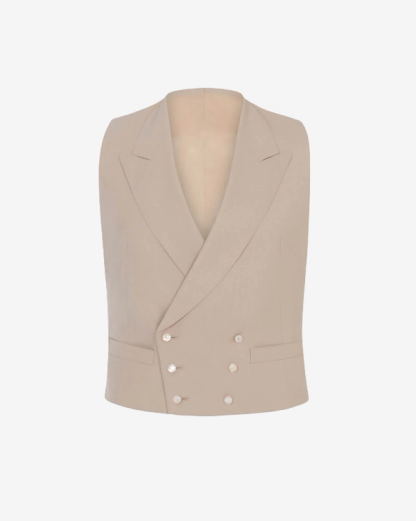 Huntsman Sand Wool Double Breasted Morning Vest