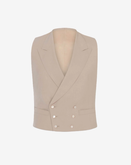 Huntsman Sand Wool Double Breasted Morning Vest