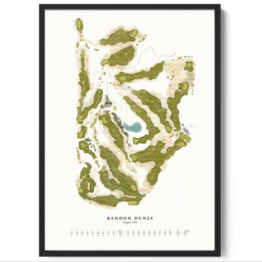 39. Impressão de mapa de campo de golfe ilustrado à mão Heritage da Parfect Design