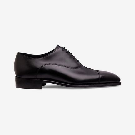 York Capped Oxford in Black Calf Leather