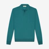 Aurélien, Carribean Blue Cashwool Buttonless Polo