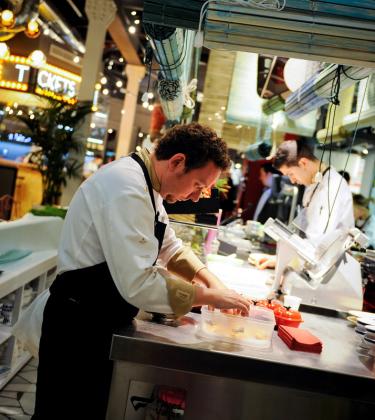 Chef Albert Adria working in the kitchen