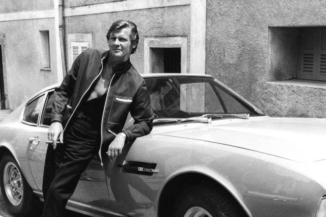 Roger Moore with the Aston Martin DBS © ITV Rex Features