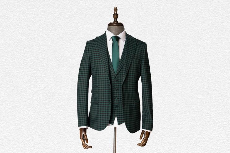 Wimbledon Houndstooth Green & Black 3 Piece Suit