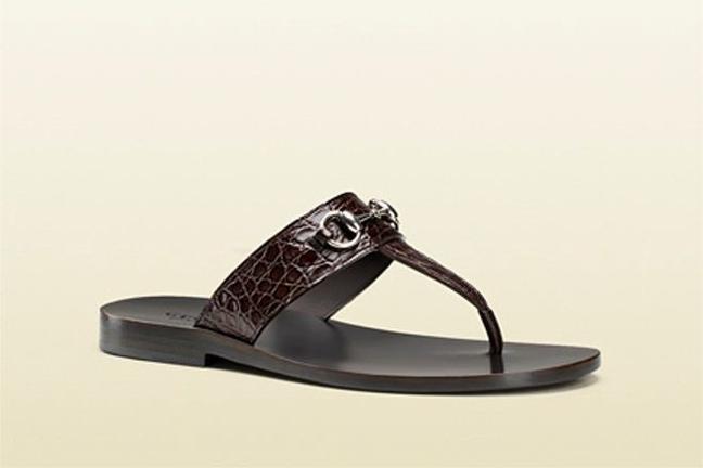 Gucci Leather and Crocodile Thong Sandal - TGJ.00