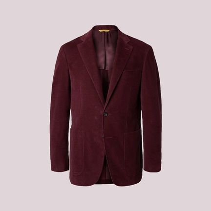 Canali Burgundy Slim-Fit Suit Jacket
