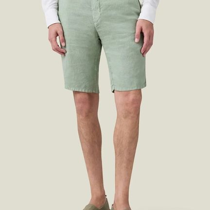 Sage green linen Bermuda shorts