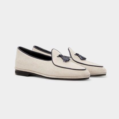 Rubinacco Marphy Leather-Trimmed Herringbone Wool Tasselled Loafers