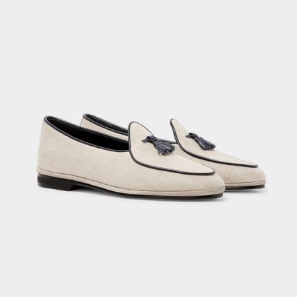 Rubinacco Marphy Leather-Trimmed Herringbone Wool Tasselled Loafers