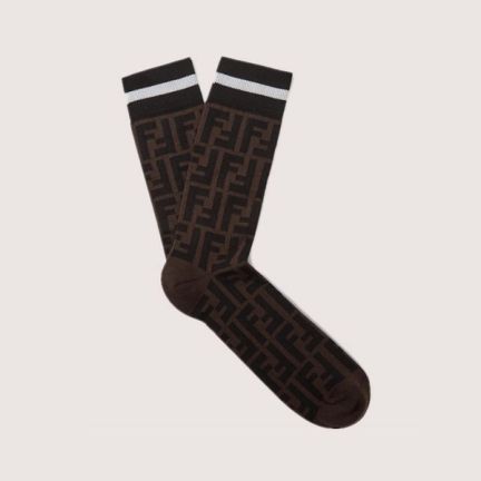 Fendi Logo-Intarsia Stretch Cotton-Blend Socks