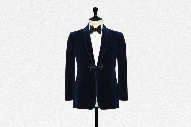 Turnbull & Asser Navy Velvet Smoking Jacket