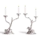 Elephant and Mopane tree candelabra pair