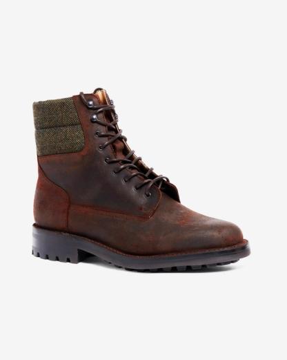 Leather and Tweed Commando Boots
