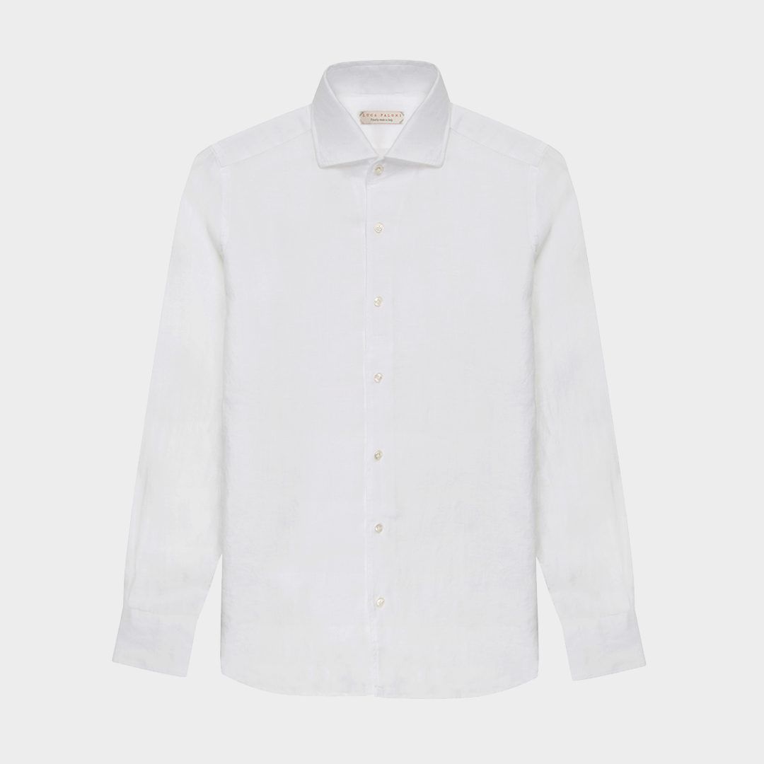 Luca Faloni White Classic Linen Shirt