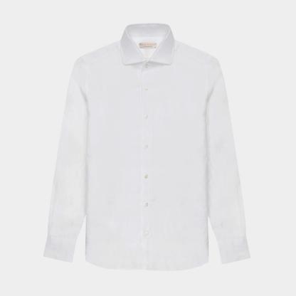 Luca Faloni White Classic Linen Shirt