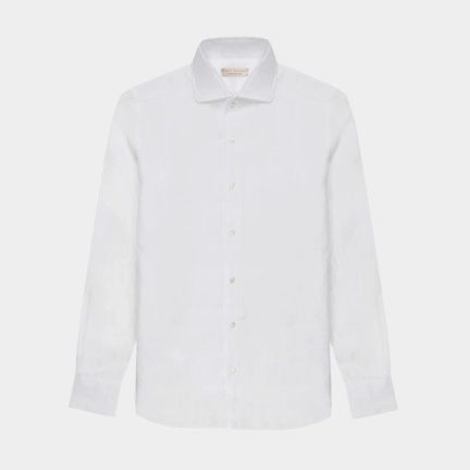 Luca Faloni White Classic Linen Shirt