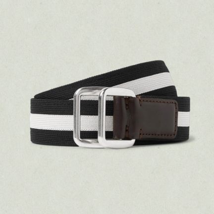 Moncler Leather-Trimmed Striped Belt